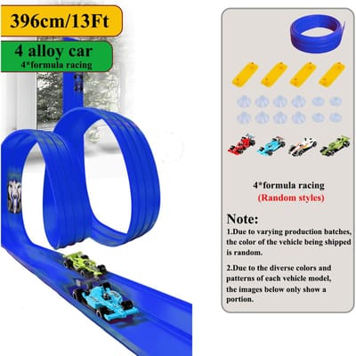 Jouet de Piste Flexible pour Enfants Voiture Miniature DIY Jeu Compétitif de Véhicules sur Rail Cadeau Éducatif pour Enfants Cadeau de Noël blue
