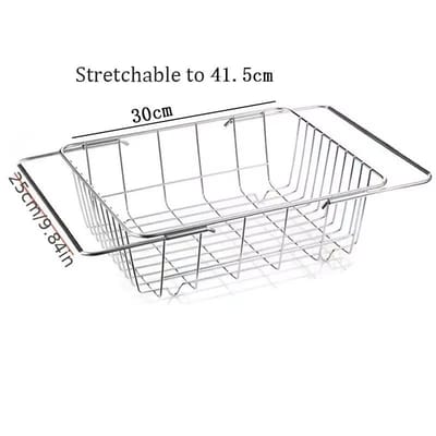 Égouttoir à vaisselle rétractable, 1 pièce, extensible et réglable, panier à légumes et fruits, accessoires de cuisine white