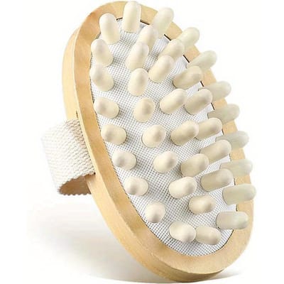 Anti Cellulitis Massageborstel Mannen Vrouwen Bad Douche Volledig Lichaam Houten Rubberen Deeltjes Massager Spa Kam Schoonheid Afslanken wit