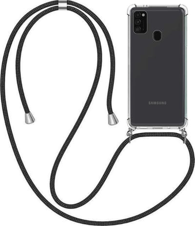 Telefoonhoesje Geschikt voor Samsung Galaxy M21 met Koord en Stootrand - TPU Backcover Shockproof met Lanyard - Smartphonica geschikt voor Samsung Galaxy M21