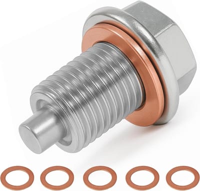 JGS Premium - Magnetische Olie Afvoerplug M14x1.5 RVS - Universeel voor Auto's en Motorfietsen - Complete Set met Koperen Wasmachines