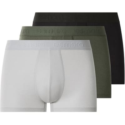 ESMARA MEN Set van 3 heren boxers - dubbelrib (Zwart/groen/grijs, S)