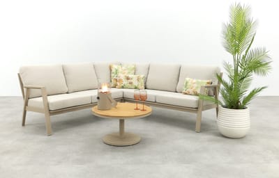 Viento/Canto aluminium hoekbank loungeset - Latte/Teak