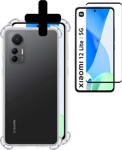 Hoesje - Met Screenprotector - Geschikt voor Xiaomi 12 Lite - Sterk & Shockproof - Siliconen Case - Back Cover - Telefoon Hoes - Shock Proof - Telefoonhoesjes - Transparant