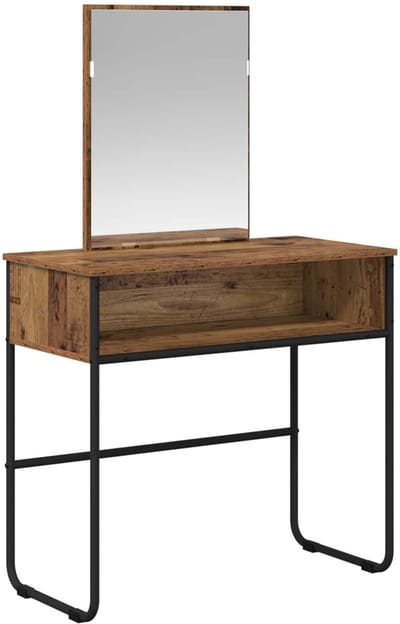 vidaXL - Kaptafel - met - plank - Oud - hout - 81 - x - 40 - x - 131 - cm - Bewerkt - hout