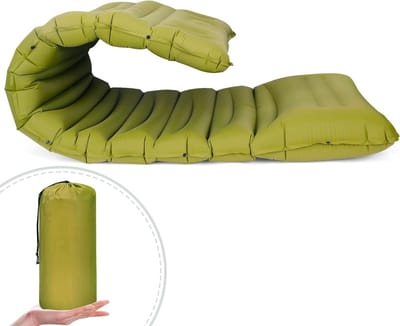 Kampeermatras Zelfopblaasbaar - Slaapmat Outdoor - Comfortabel Kamperen - Ingebouwde Voetpomp - Extra Breed 12cm Dik - Groen