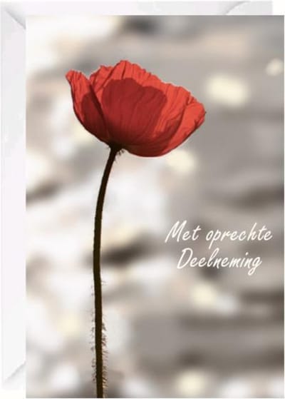 Premium Luxe Condoleance kaart - Rouwkaart - Sterktekaart - Met Oprechte Deelneming - Gevouwen kaart met envelop - 17x12cm