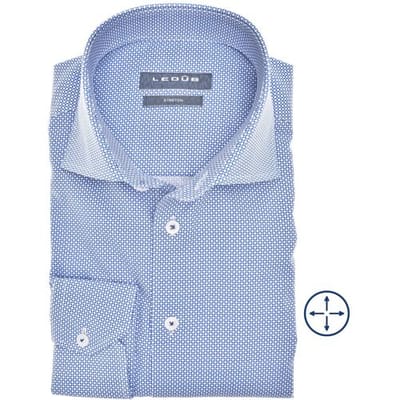 Ledûb Overhemd Subtle Texture Midden Blauw / male