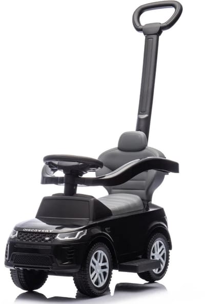 Land Rover Discovery 2-in-1 Loopauto 1 tot 3 jaar – Officieel Gelicentieerde Loopauto met Duwstang, Beschermbeugels & Voetsteun – Meegroei-auto met Opbergvak & Anti-slip Wielen – Zwart