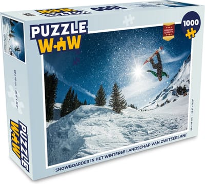 Puzzel Snowboarder in het winterse landschap van Zwitserland - Legpuzzel - Puzzel 1000 stukjes volwassenen