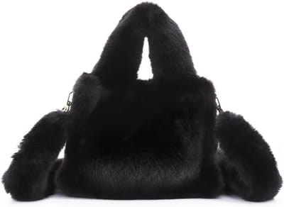 Dames Schoudertas van Nepbont, Mini Fluffy Handtas, Luxe Pluche Hobo Tas met Handvat voor Dagelijks Gebruik