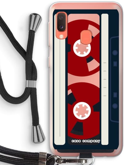 Case Company® - Hoesje met koord geschikt voor Samsung Galaxy A20e hoesje met Koord - Here's your tape - Telefoonhoesje met Zwart Koord - Bescherming aan alle Kanten en Over de Schermrand