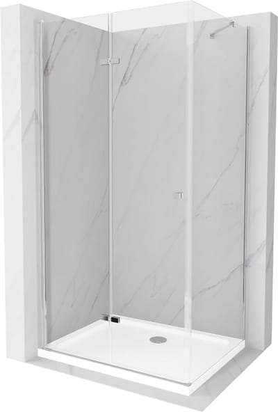 Mexen Lima opvouwbare douchecabine 70 x 80 , transparant, chroom + Flat douchebak - 856-070-080-01-00-4010