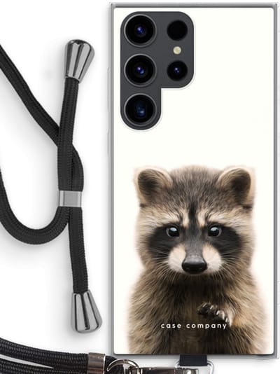 Hoesje met koord geschikt voor Samsung Galaxy S23 Ultra hoesje met Koord - Rocco - Telefoonhoesje met Zwart Koord - Bescherming aan alle Kanten en Over de Schermrand