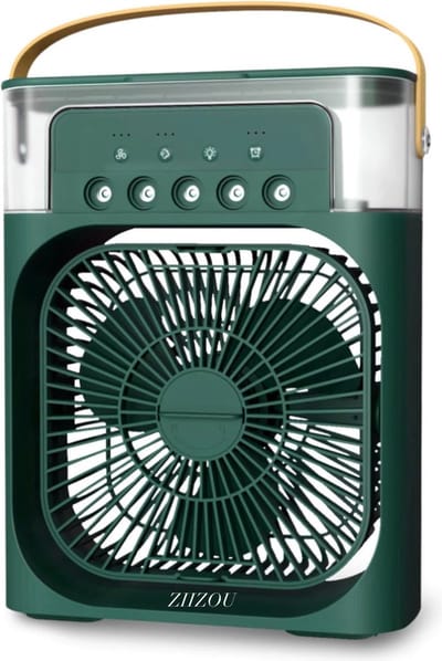 Draagbare 3-in-1 Ventilator en Airconditioner | Kleine Luchtkoeler met LED Nachtverlichting & Luchtbevochtiger | Kleur Groen - Ideaal voor Huis | BEKEND VAN TIKTOK