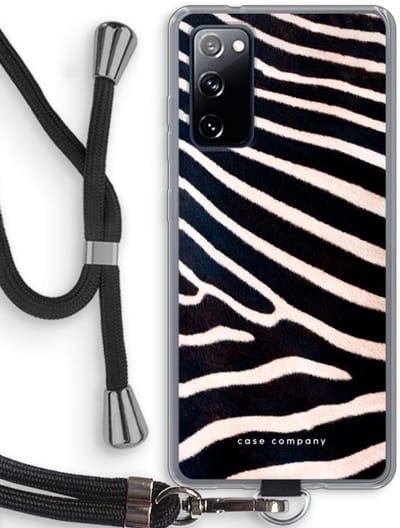 Hoesje met koord geschikt voor Samsung Galaxy S20 FE / S20 FE 5G hoesje met Koord - Zebra - Telefoonhoesje met Zwart Koord - Bescherming aan alle Kanten en Over de Schermrand
