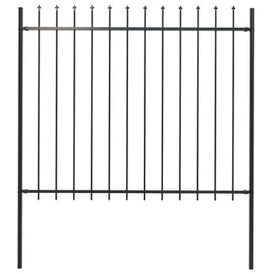 vidaXL - Tuinhek - Woerden - met - speerpunt - staal - 170x150 - cm - zwart