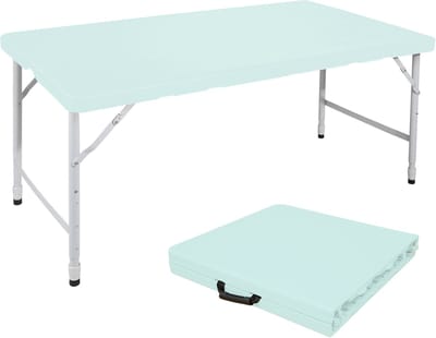 MODFU Inklapbare Campingtafel (125x61) - In Hoogte Verstelbare Vouwtafel / Koffertafel - Draagvermogen 135 kg - Lichtblauw