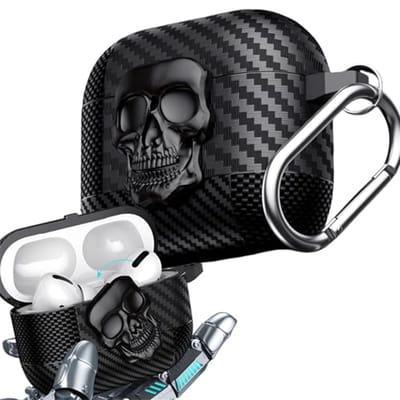 Compatibele hoes voor Airpods 4 (2024) - Stijlvol koolstofvezel ontwerp met schokbestendigheid en sleutelhanger