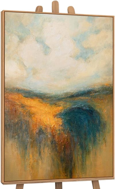 Canvas schilderij handgeschilderd golden expanse abstract – YS-Art Gallery – Luxe wanddecoratie voor woonkamer – Modern schilderij voor slaapkamer en hal