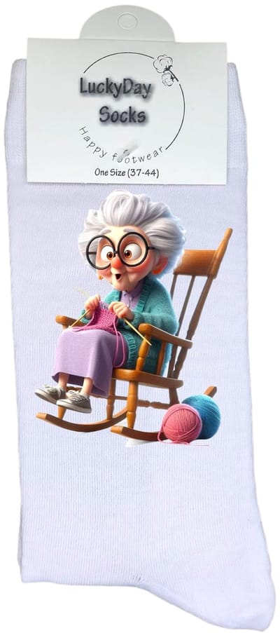 Luckyday Socks - Unisex sokken - Oma schommelstoel - cadeau sokken - Maat 37-44