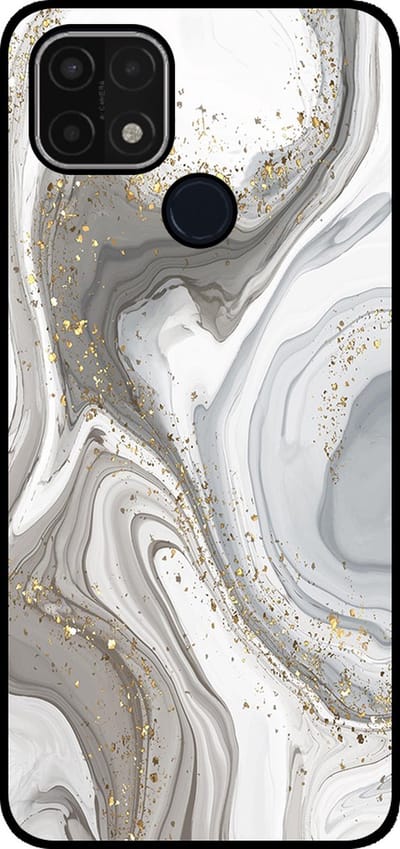 Smartphonica Telefoonhoesje Geschikt voor Oppo A15 / A15s met marmer opdruk - TPU backcover case marble design - Zilver geschikt voor Oppo A15;Oppo A15s