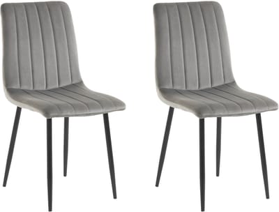 Bodo-Eetkamerstoel - Set van 2 - Grijs Fluweel