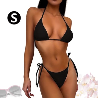Livano Bikini Dames - Meisjes Bikini - Badpak - Push Up - Vrouwen Badkleding - Zwemmen - Sexy Set - Top & Broekje - Zwart - Maat S