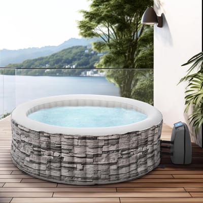Opblaasbaar Bubbelbad voor 6 Personen - Outdoor Spa met Massage en Verwarmingsfunctie