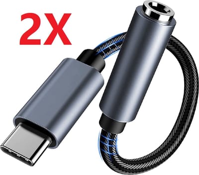 CVD® High Quality USB-C naar Jack 3.5mm adapter kabel - DAC Chip - Hi-Fi Support - Geschikt voor Samsung / Huawei / Xiaomi - USB C naar Headphone Jack - USB C naar Aux Headphone Jack - Set van 2