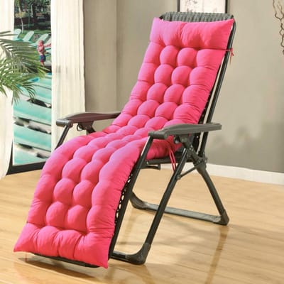 Ligstoelkussen - Loungestoel kussen - Buiten Ontspannen - Veilige bevestiging - 180 x 40 cm - Rozenrood
