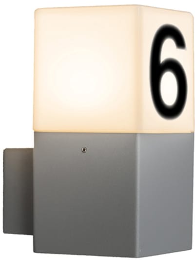 QAZQA denmark - Moderne Huisnummer verlichting voor buiten - 1 lichts - D 115 mm - Grijs - Buitenverlichting