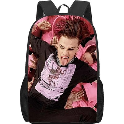 Yungblud Kinderrugzak Schooltas 40cm/15,7inch Rugzak Verlichte Rits Rugzak Boekentassen voor Jongens Meisjes Beste Cadeau