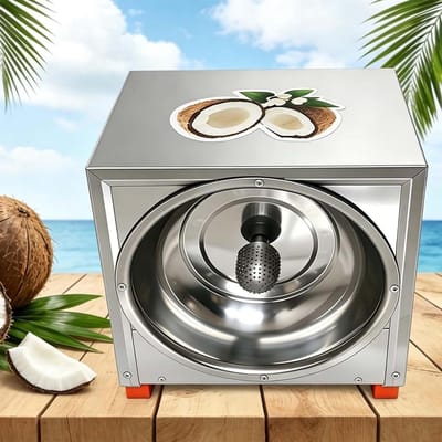 Elektrische Kokosrasp - Commerciële Rasp - Snel Vruchtvlees - Ovaal Raspstuk - 50 Kg Per Uur - Zilver