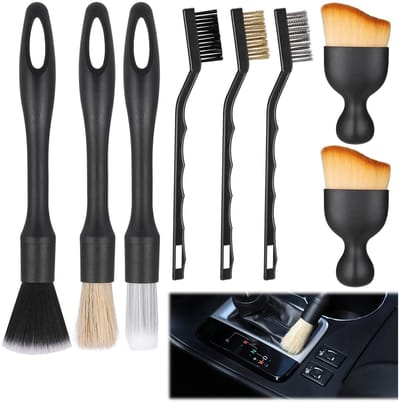 Allecto - Auto Detailing Borstels - Set van 8 Stuks - Voor interieur en wielen - Auto Reiniging - Hoogwaardige Schoonmaakborstels - Geschikt voor a...