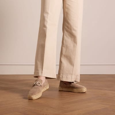 Manfield - Dames - Taupe suède espadrilles met chain - Maat 39