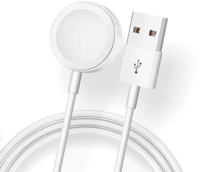 Oplaadkabel 1m geschikt voor Apple Watch Series 1 t/m 11, SE & Ultra (40mm / 42mm / 44mm / 46mm / 49mm) – USB-kabel – Wit