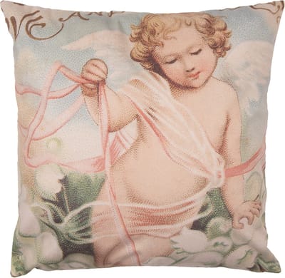 Clayre & Eef Kussenhoes 45x45 cm Roze Wit Polyester Engel