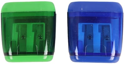 Dailygoods- Puntenslijper Duurzaam - Puntenslijper met Container - Dubbele Gaten (8 mm/11 mm) - Voor Volwassenen - School/Thuis - Titanium Gecoate Messen - Potloodslijper