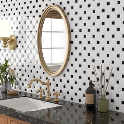 3D Zelfklevende Tegelstickers voor Badkamer en Keuken - Wit en Zwart - 30x30CM - 16 Stuks voor Muurdecoratie en Spatscherm