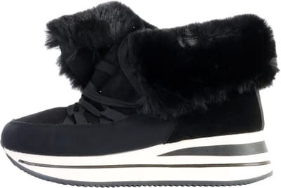 Sneakers met veters en bont