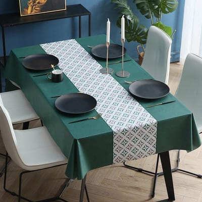 Nouvelle nappe motif kaléidoscope européen Ligne irrégulière Tapis de bureau en PVC Rectangulaire résistant à l'usure résistant à l'huile Tapis de table pour la maison 90x90cm