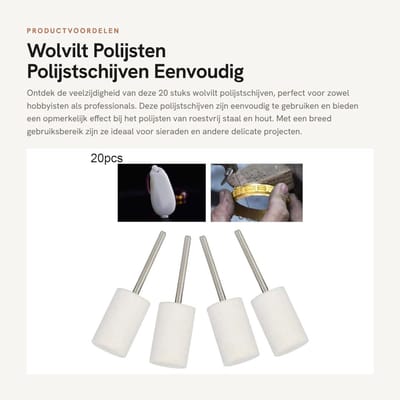 Dailygoods- Polijstschijven 20 stuks - Wolvilt Polijstschijf - Polijstmiddel - Slijpkop - Sieraden Polijstgereedschap - Multifunctioneel Gebruik