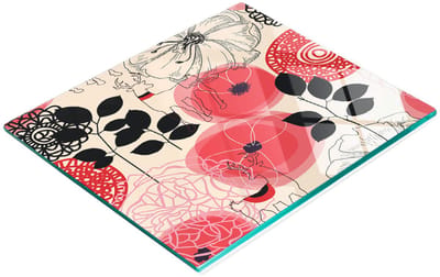 Keuken serveerplank van gehard glas met bloemenmotief, 60x52 cm