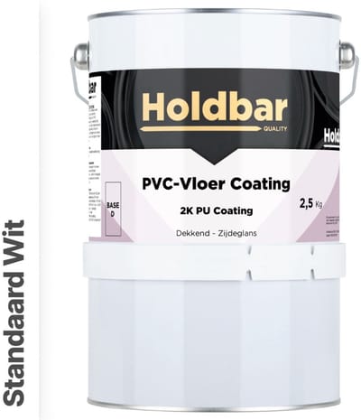 Holdbar PVC-Vloer Coating Wit (Witste kleur) 2,5 Kg - Vloerverf - Alle kleuren - Hecht direct op PVC - Slijtvast - UV-bestendig - Gemakkelijk te reinigen - Beschermt PVC-Vloer - 2 Componenten Verf