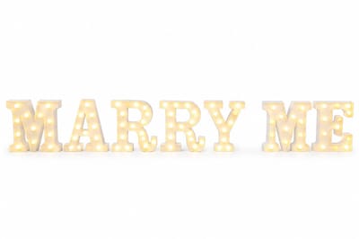 Sello! – letterverlichting – marry me – led lights – led verlichting – warm licht – kunststof – binnen en buiten – 22cm hoog