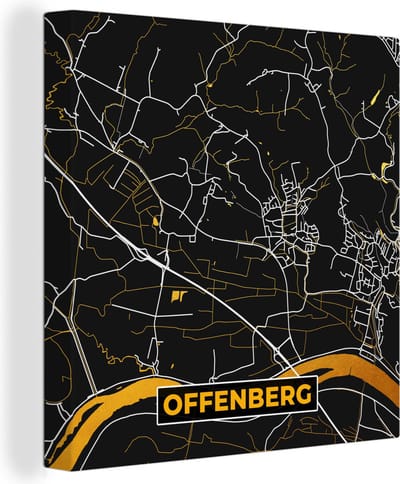 Canvas Schilderij Goud – Duitsland – Plattegrond – Gold – Stadskaart – Kaart – Offenberg - 20x20 cm - Wanddecoratie