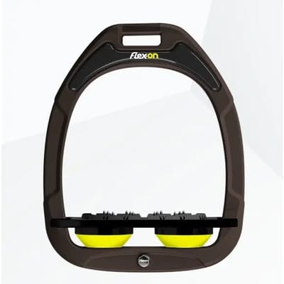 Platte Ultra Grip Stijgbeugels Bruin/Zwart/Geel Flex-On Green Composite