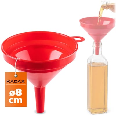 KADAX-trechter Ø 8 cm, vultrechter van voedselveilig polypropyleen, kunststof trechter met smalle uitloop, handig hulpmiddel voor het vullen van flessen, keukentrechter (rood)