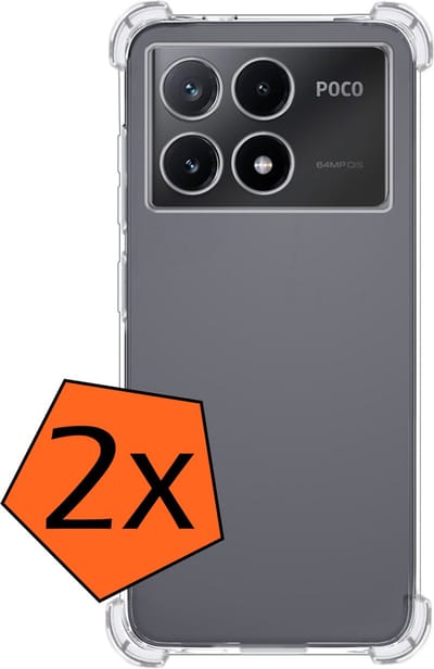 Hoes - 2 Stuks - Geschikt voor Xiaomi Poco X6 Pro 5G - Sterk & Shockproof - Siliconen Case - Back Cover - Telefoon Hoesje Shock Proof - Transparant